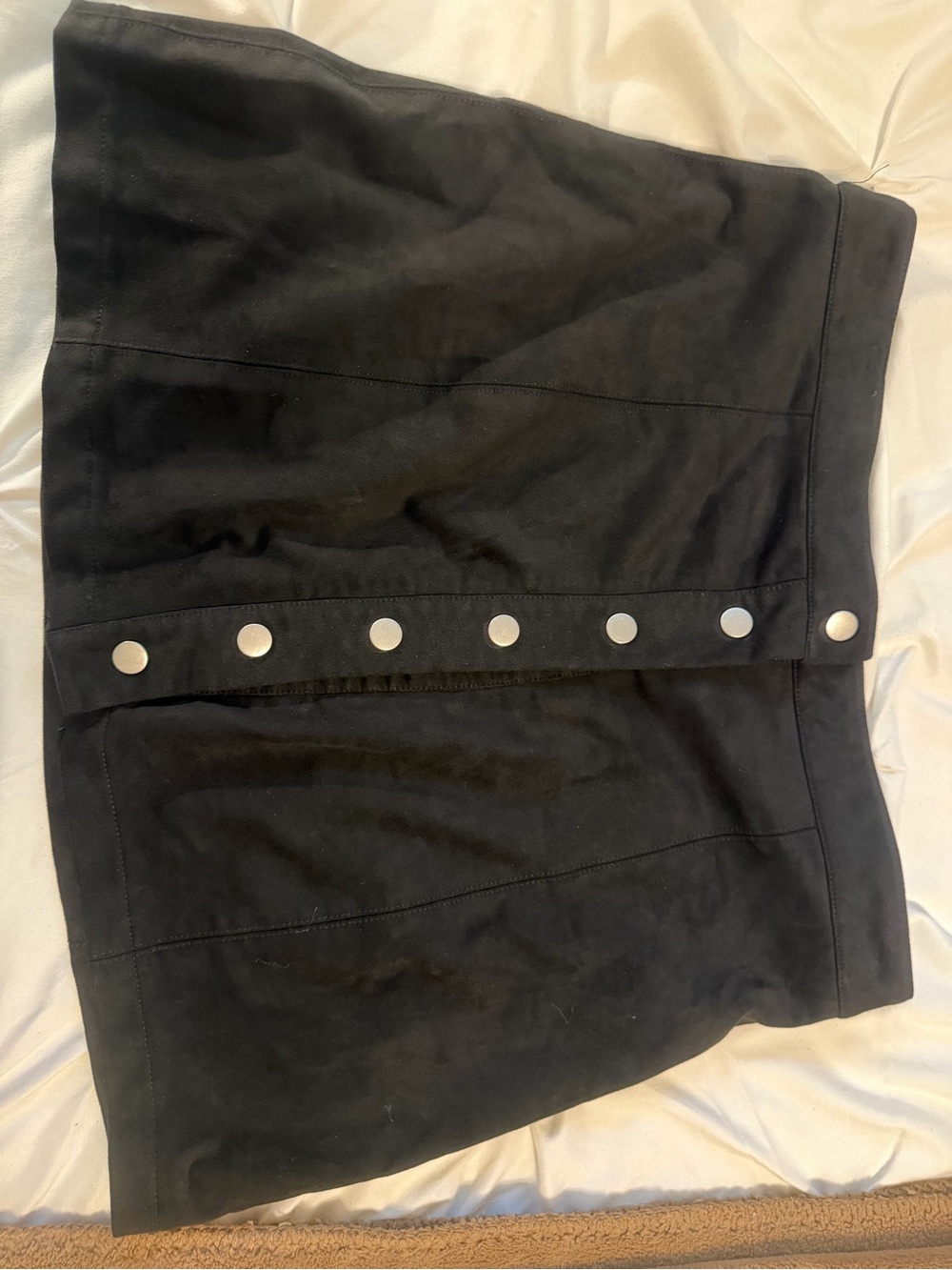 Forever 21 Black Mini Skirt with Silver Snap Accents